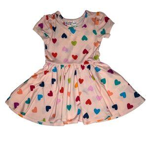 Dot Dot Smile Pink Multi-Color Hearts Toddler Girl Dress Cap Sleeve 12-24 months